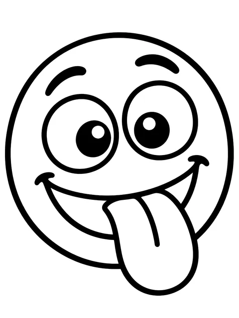 Easy Silly face with its tongue out coloring page