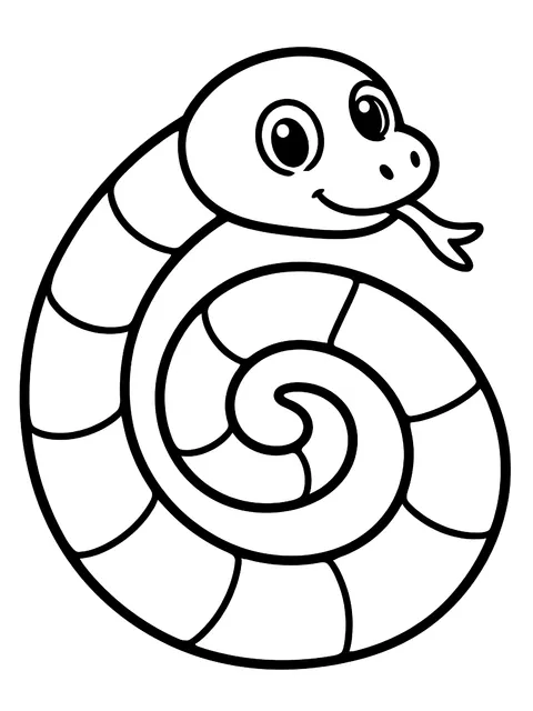 Easy Snake curled into a spiral coloring page