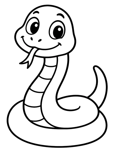 Easy Smiling cartoon snake coloring page