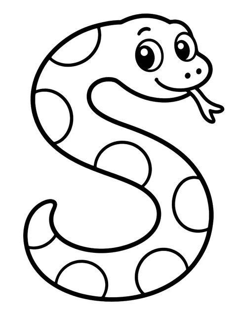 Easy Snake shaped like the letter S coloring page