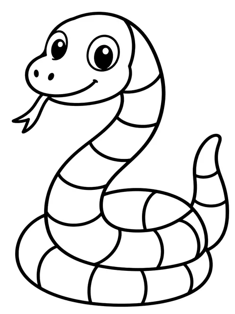 Easy Simple striped snake coloring page