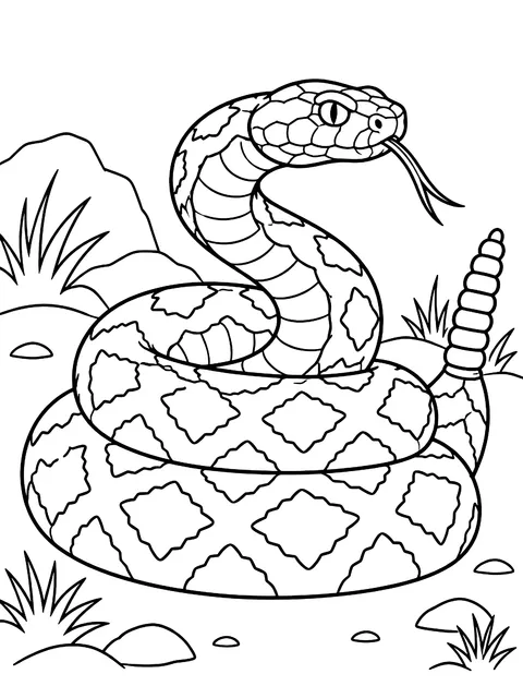 Coiled rattlesnake coloring page