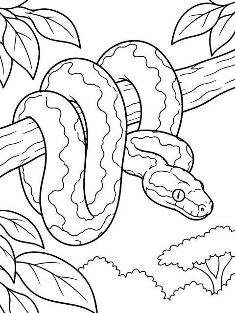 Green tree python looped over a branch coloring page