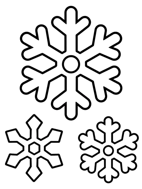 Easy Three different snowflakes coloring page