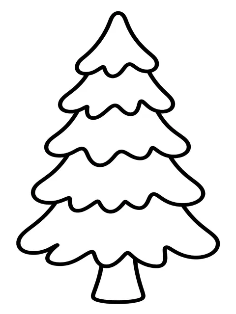 Easy Pine tree covered in snow coloring page