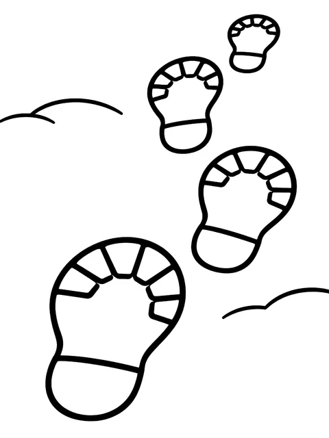 Easy Footprints across a snowy yard coloring page