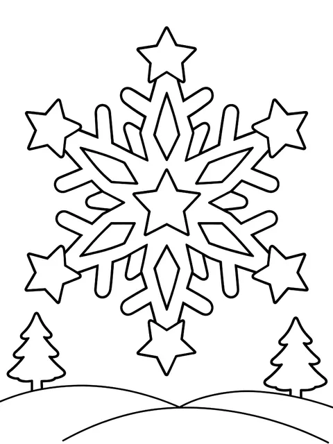 Star-shaped snowflake coloring page