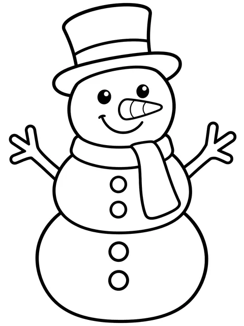 Easy Snowman in a top hat coloring page