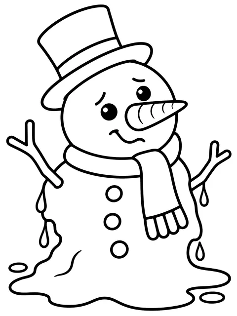 Easy Melting snowman coloring page