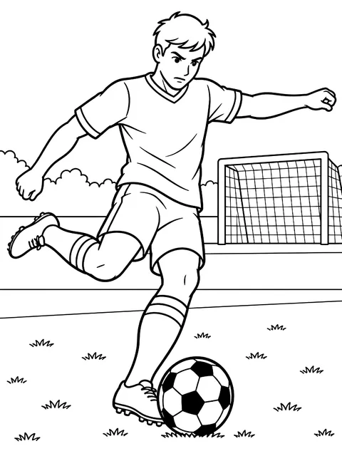 Striker taking a shot coloring page