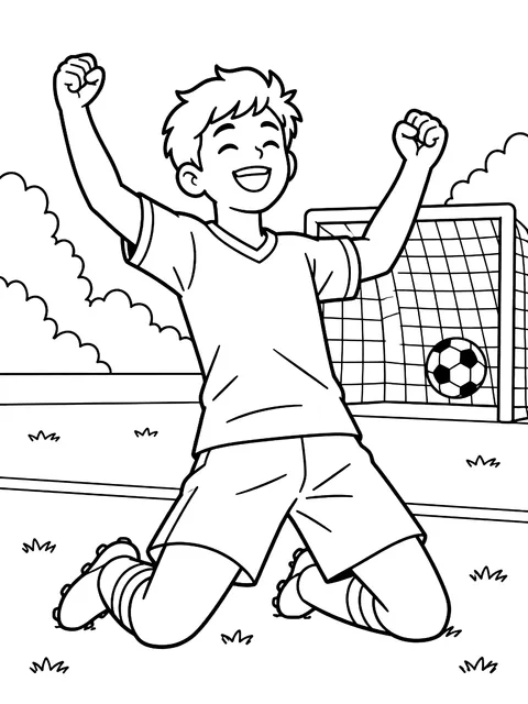Goal celebration coloring page