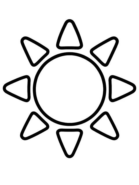 Easy The sun with rays coloring page