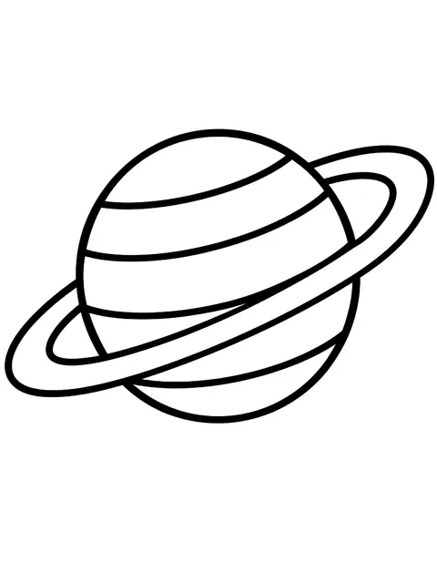Easy Saturn and its rings coloring page