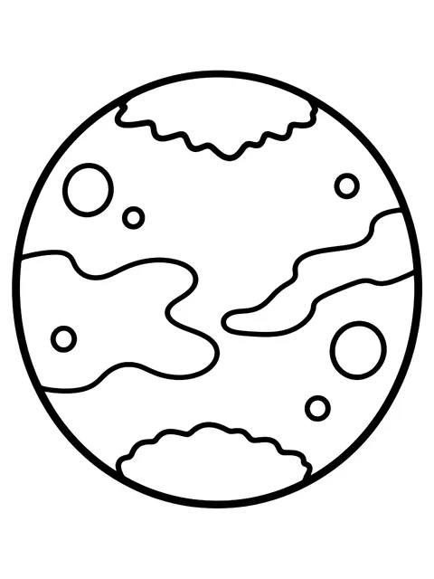 Easy Mars with polar ice caps coloring page