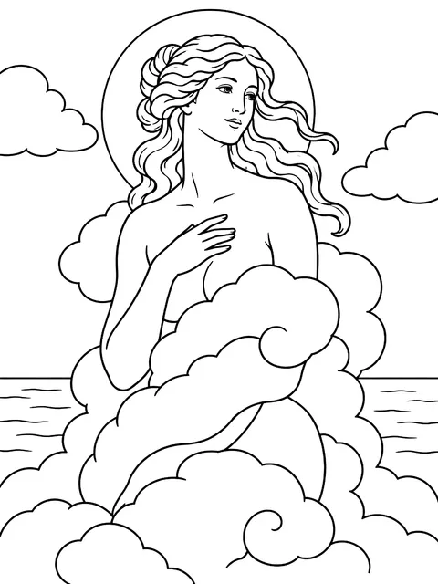 Venus wrapped in clouds coloring page