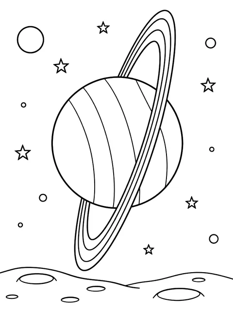 Uranus tipped on its side coloring page