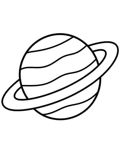 Easy Planet with rings coloring page