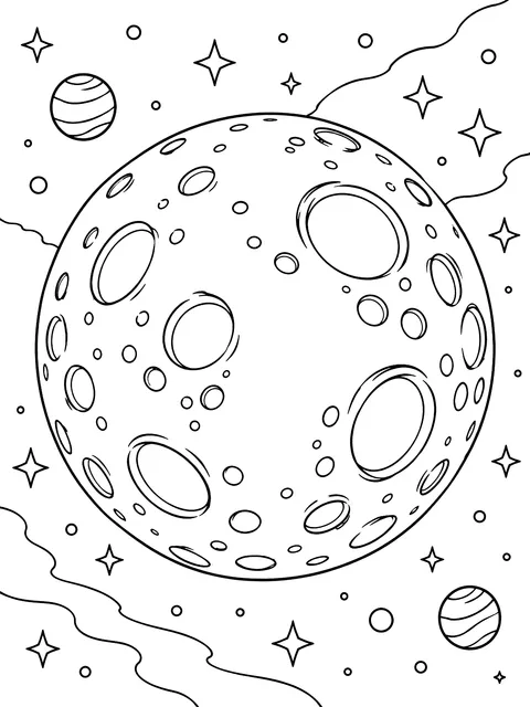 The moon with craters coloring page