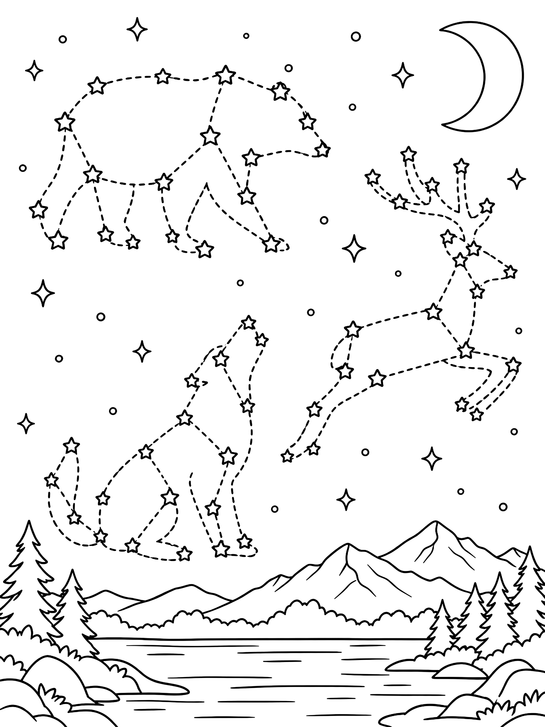 Constellations dot to dot coloring page