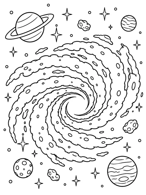 Spiral galaxy coloring page