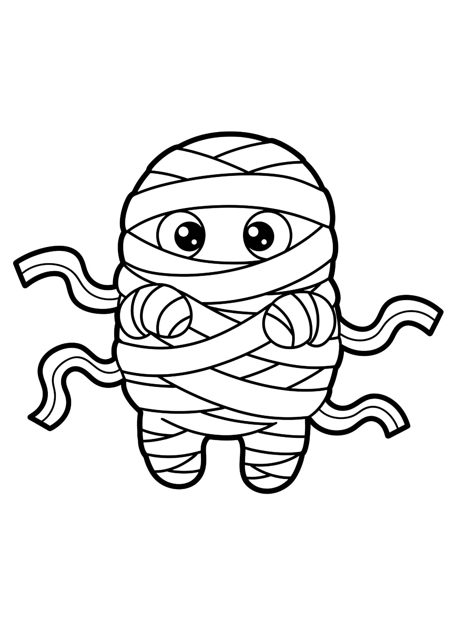 Easy Mummy tangled in its bandages coloring page
