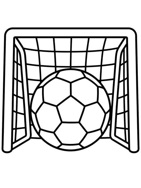 Easy Soccer ball in a goal coloring page