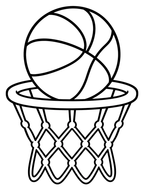 Easy Basketball and hoop coloring page