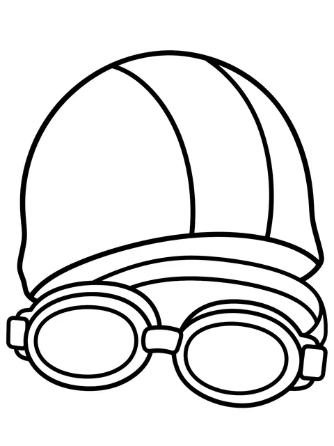 Easy Swim goggles and cap coloring page