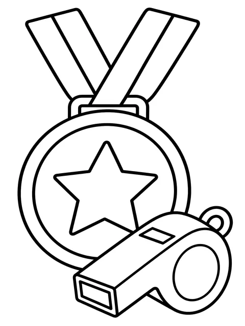 Easy Medal and whistle coloring page