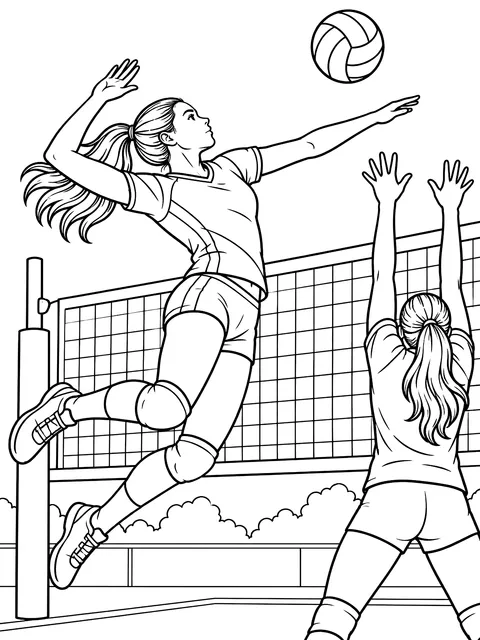 Volleyball spike coloring page