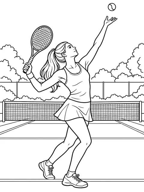 Tennis serve coloring page