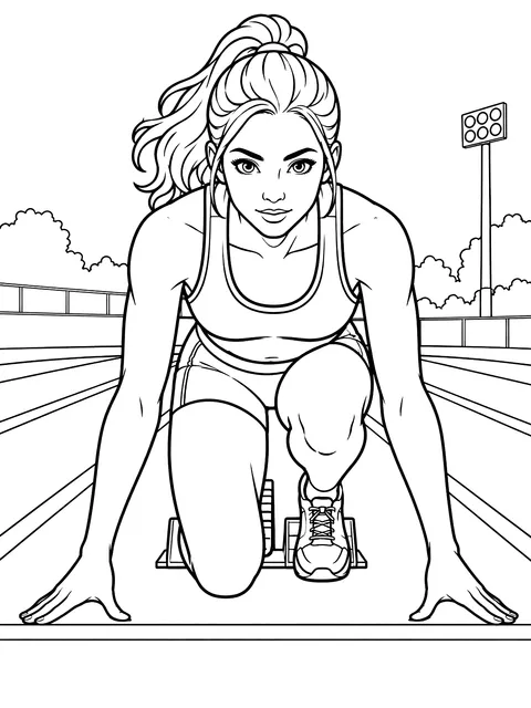 Runner at the starting line coloring page