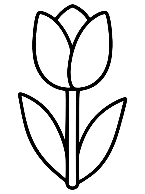 Easy Single tulip coloring page