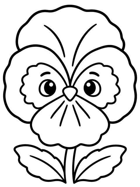 Easy Pansy with face markings coloring page