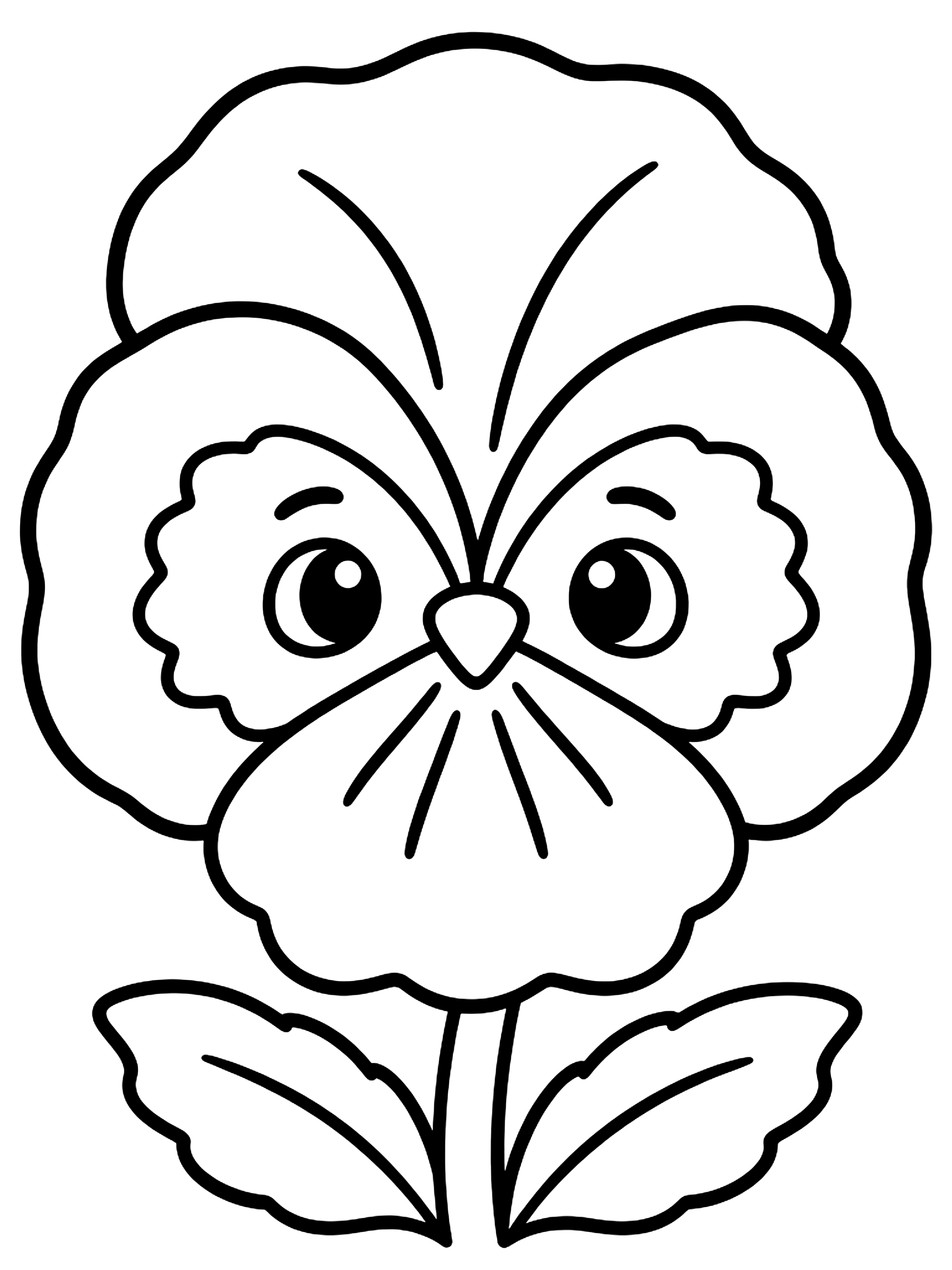 Easy Pansy with face markings coloring page