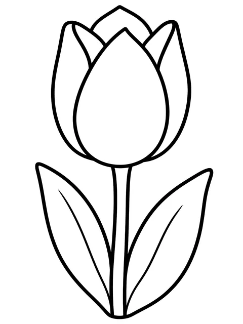 Easy Single tulip coloring page