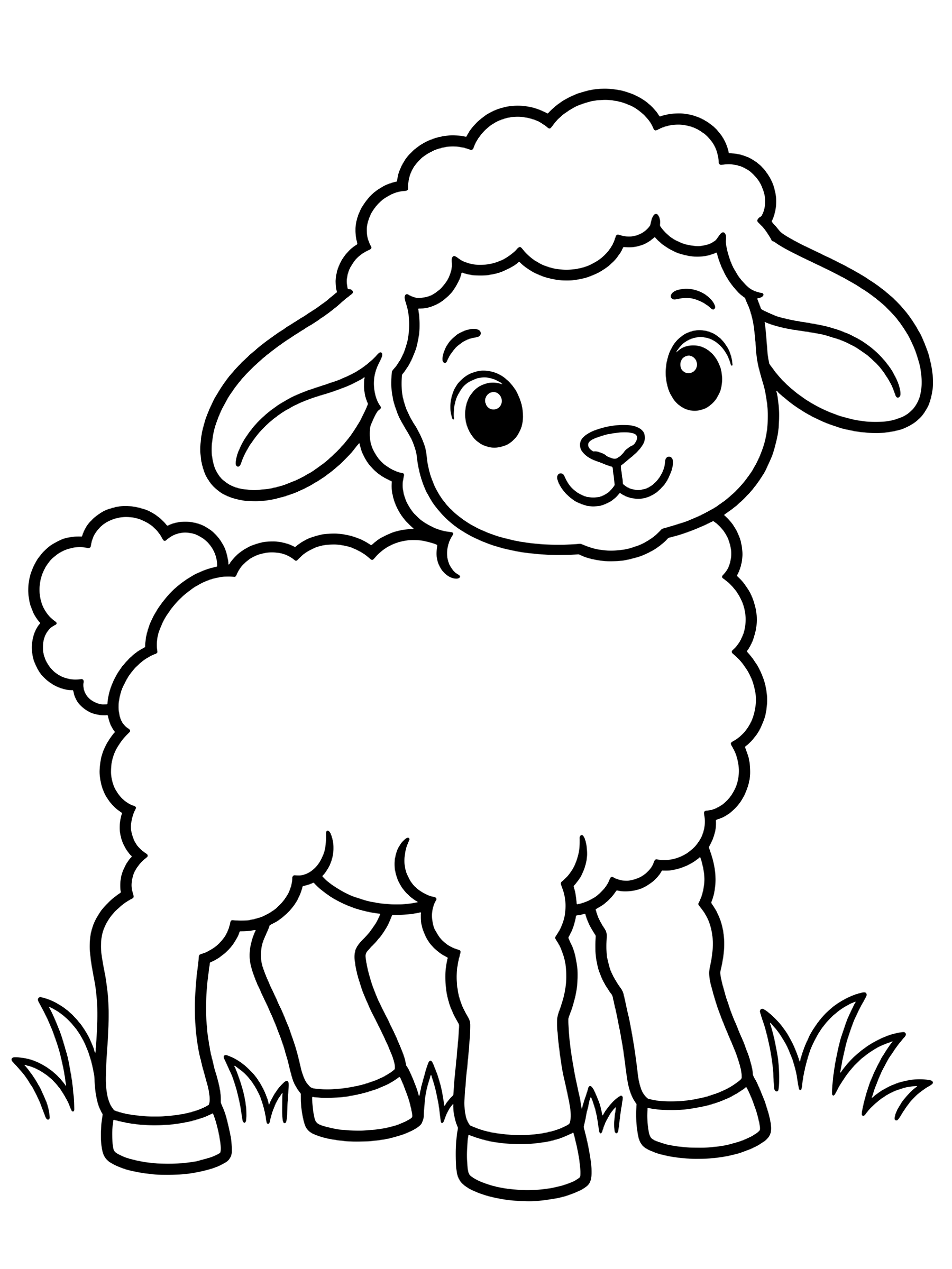 Easy Lamb standing in grass coloring page