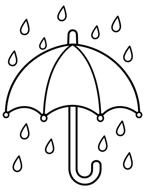 Easy Umbrella in the rain coloring page