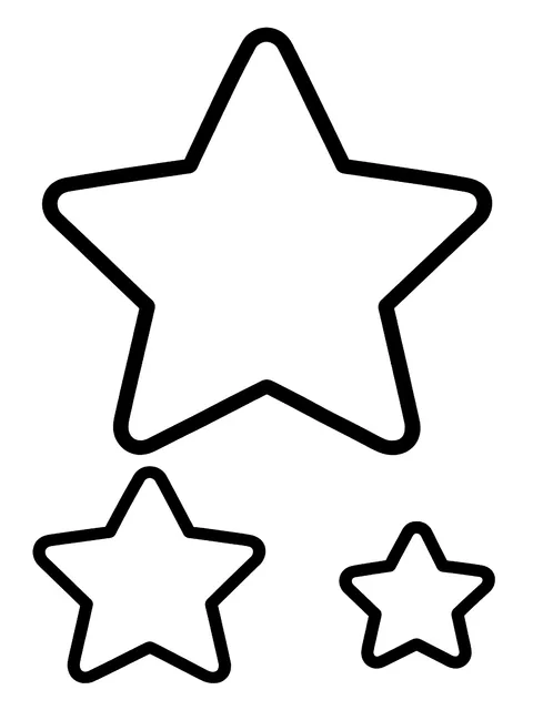 Easy Three stars in three sizes coloring page