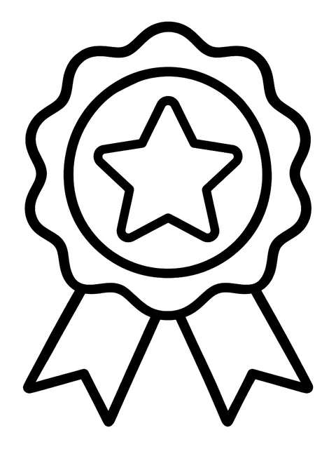 Easy Blank star award badge coloring page