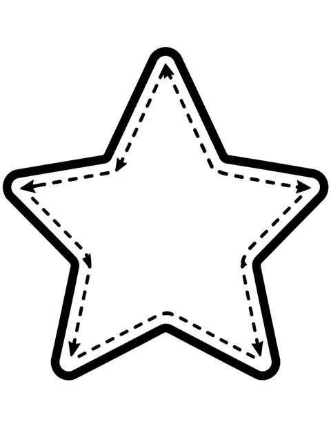 Easy Star to trace with arrows coloring page