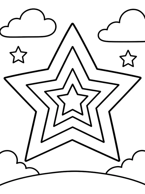 Star inside a star inside a star coloring page