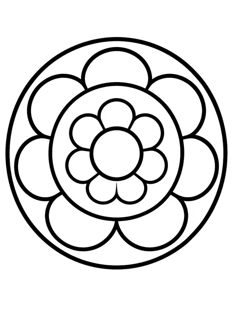 Easy Simple four-ring mandala coloring page