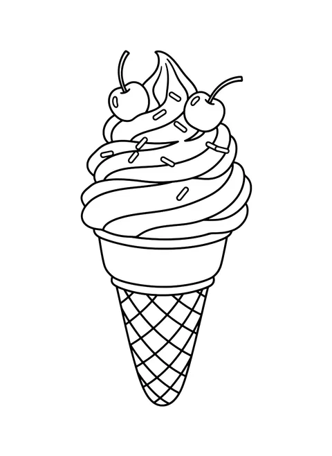 Easy Ice cream cone coloring page