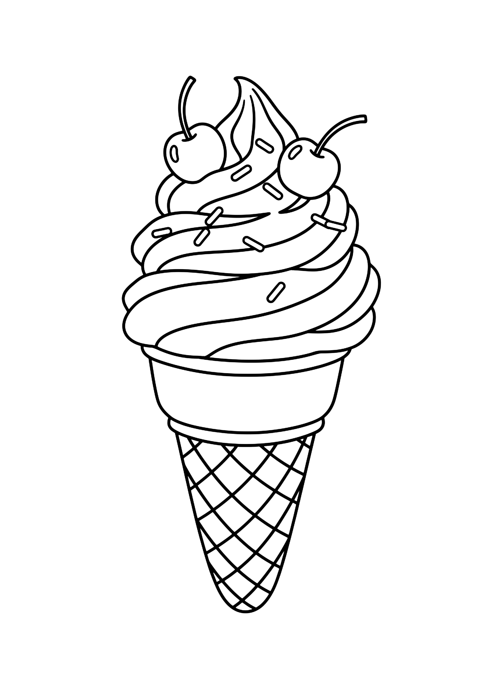 Easy Ice cream cone coloring page