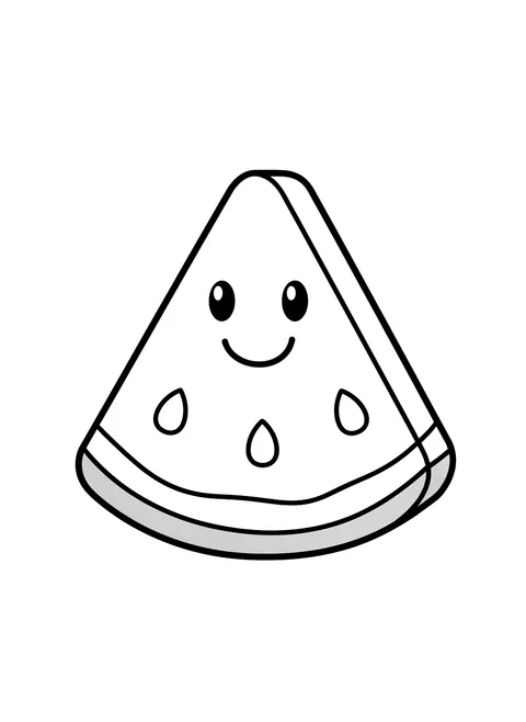 Easy Smiling watermelon slice coloring page
