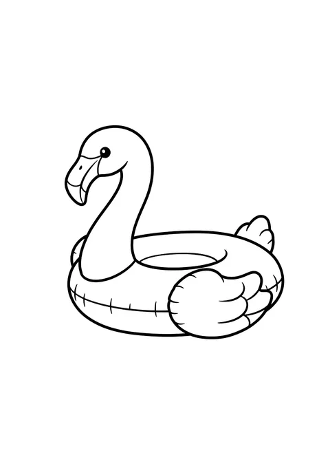 Easy Flamingo pool float coloring page