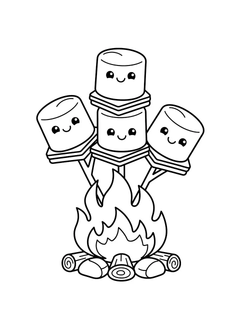 Easy Toasting s'mores coloring page