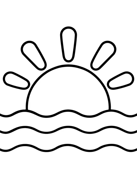 Easy Half sun over the water coloring page