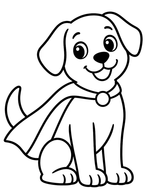 Easy Dog in a cape coloring page